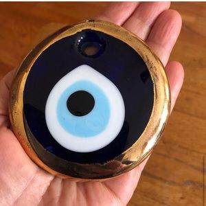 Nazar Evil Eye (gold color painted frame) Wall Hanging Bad Luck Protection